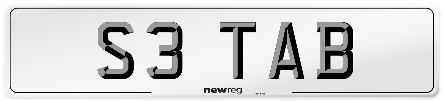 S3 TAB Number Plate from New Reg